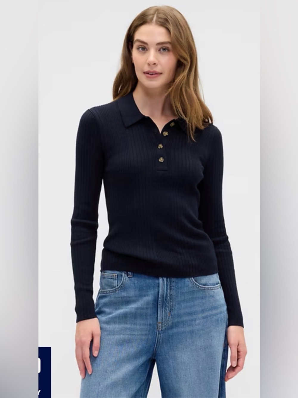 Gap ribbed polo long sleeve. Size small
